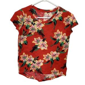 BOGO 🥳 Old Navy relaxed fit short sleeve T-shirt girls M 8 | orange Hawaiian